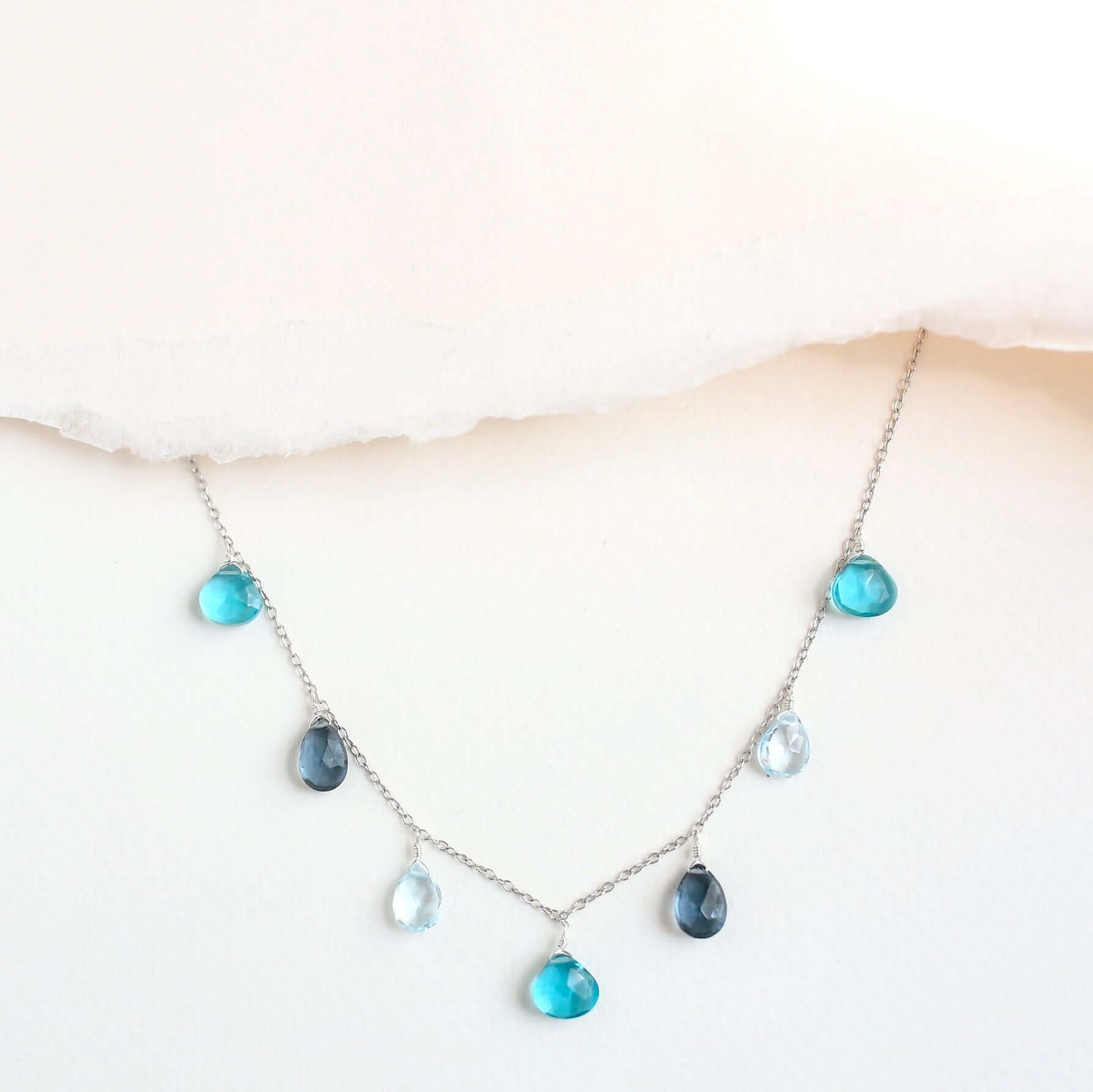 Blue Gemstone Gold Sparkler Necklace
